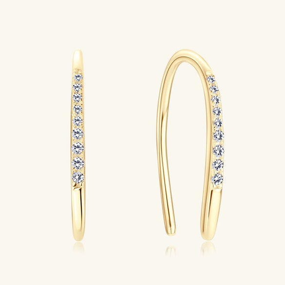 Wholesale Women's Moissanite Earrings In Geometric And Ushape Pattern Made Of S925 Silver With Electroplating Treatment