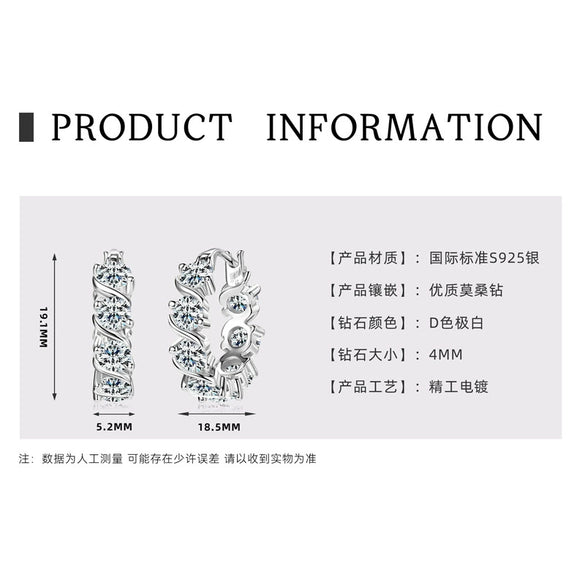 Wholesale Women's Moissanite Earrings S925 Sterling Silver Geometric Electroplated Design