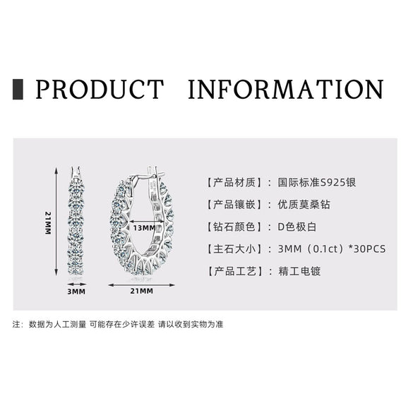 Wholesale Women's Moissanite Earrings S925 Sterling Silver Geometric Electroplated Design