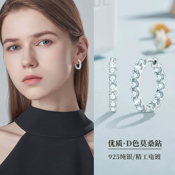 Wholesale Women's Moissanite Earrings S925 Sterling Silver Geometric Electroplated Design