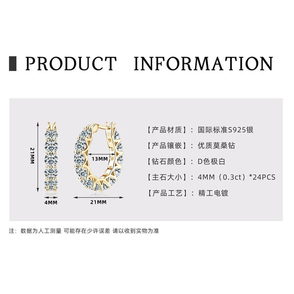 Wholesale Women's Moissanite Earrings S925 Sterling Silver Geometric Electroplated Design