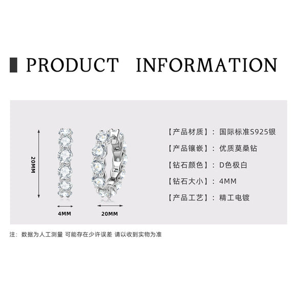Wholesale Women's Moissanite Earrings S925 Sterling Silver Geometric Electroplated Design