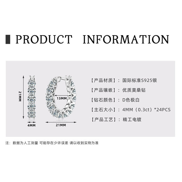 Wholesale Women's Moissanite Earrings S925 Sterling Silver Geometric Electroplated Design