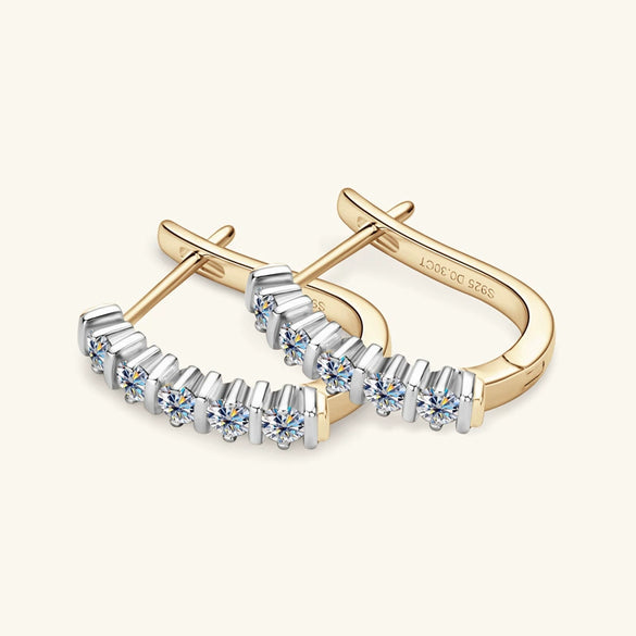 Wholesale Women's Moissanite Earrings 925 Silver Ushape Geometric Electroplated