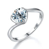 Wholesale Women's Moissanite Heart Ring In 925 Silver With Electroplating Treatment