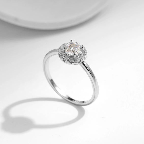 Wholesale Women's Moissanite Ring S925 Sterling Silver Geometric Gem Inlaid Highend Elegant Style