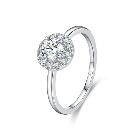 Wholesale Women's Moissanite Ring S925 Sterling Silver Geometric Gem Inlaid Highend Elegant Style