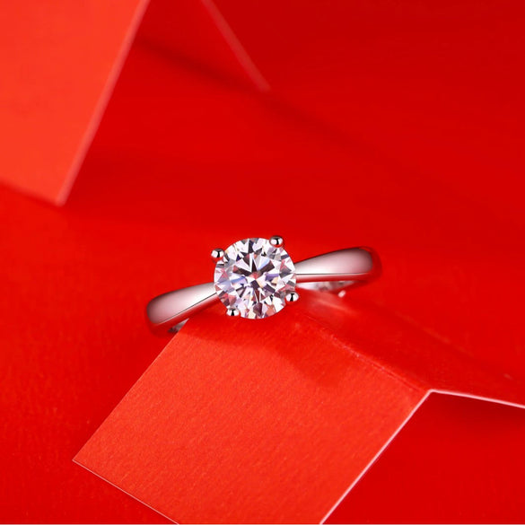 Wholesale Women's Moissanite Ring 925 Silver Plated 18K Gold Geometric Inlay Design