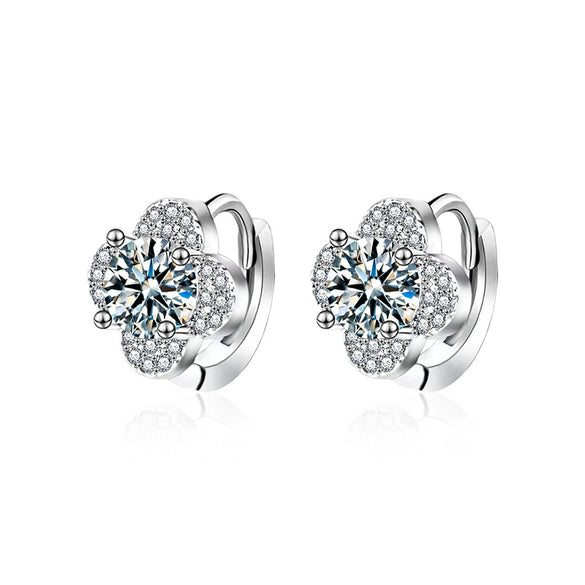 Wholesale Women's Moissanite S925 Sterling Silver Geometric Four Leaf Clover Earrings Light Luxury Fashion