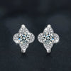 Wholesale Women's Moissanite S925 Sterling Silver Geometric Four Leaf Clover Earrings Light Luxury Fashion