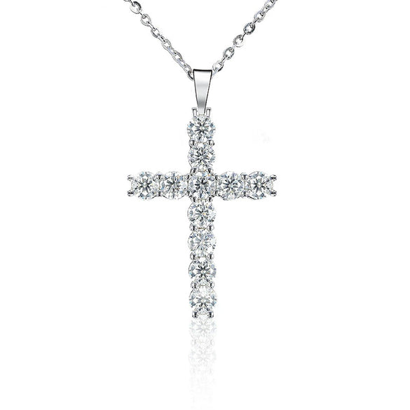Wholesale Women's Moissanite 925 Sterling Silver Geometric Cross Necklace Pendant With Electroplating