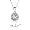 Wholesale Women's Moissanite 925 Sterling Silver Square Pendant Necklace With Cross Chain And Geometric Design