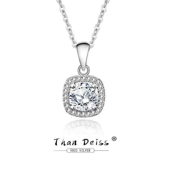 Wholesale Women's Moissanite 925 Sterling Silver Square Pendant Necklace With Cross Chain And Geometric Design