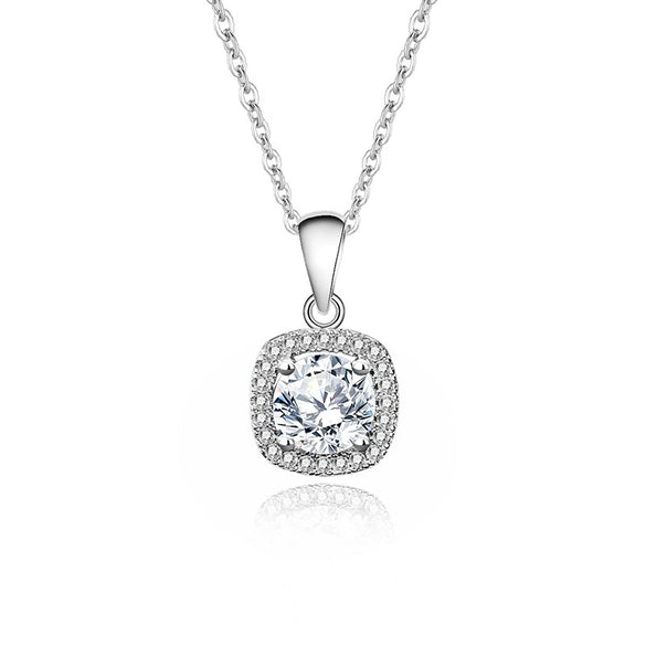 Wholesale Women's Moissanite 925 Sterling Silver Square Pendant Necklace With Cross Chain And Geometric Design