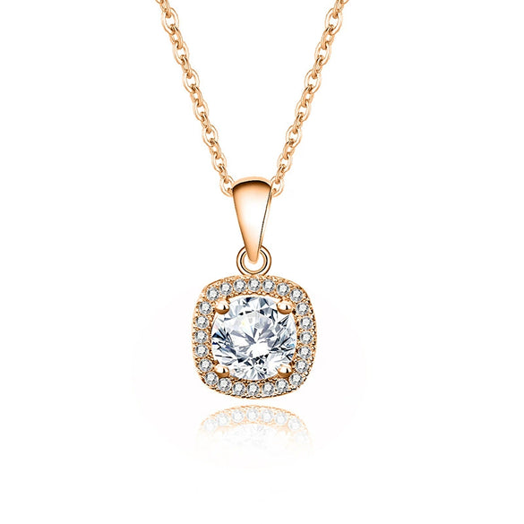 Wholesale Women's Moissanite 925 Sterling Silver Square Pendant Necklace With Cross Chain And Geometric Design