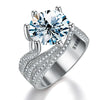 Wholesale Women's Moissanite Threerow Full Diamond Wedding Ring In 925 Silver With Geometric Design And Electroplating