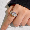 Wholesale Women's Moissanite Threerow Full Diamond Wedding Ring In 925 Silver With Geometric Design And Electroplating