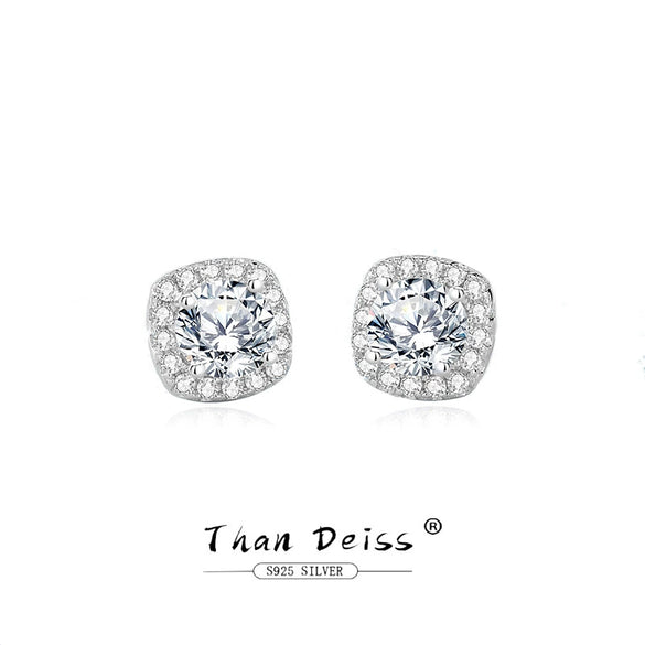 Wholesale Women's Moissanite Zircon S925 Sterling Silver Geometric Style Electroplated Earrings