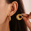 Wholesale Women's Moon Hollow Earrings Stainless Steel 18K Gold Plated Texturized Electroplated Natural Geometric Style