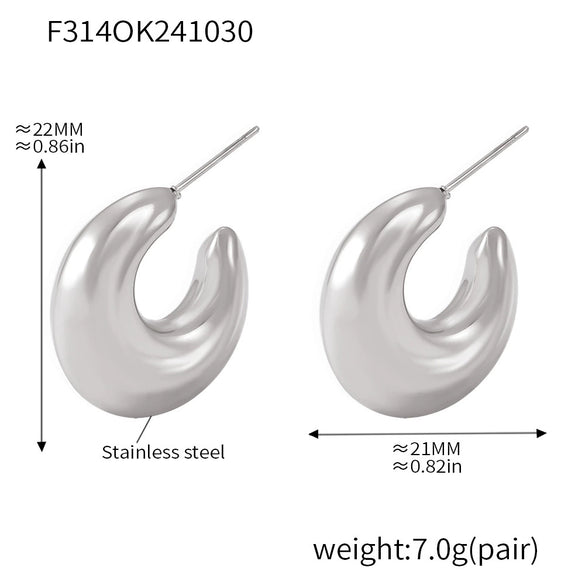 Wholesale Women's Moon Hollow Earrings Stainless Steel 18K Gold Plated Texturized Electroplated Natural Geometric Style