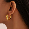 Wholesale Women's Moon Hollow Earrings Stainless Steel 18K Gold Plated Texturized Electroplated Natural Geometric Style