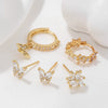 Wholesale Women's Mori Style Animal Zodiac Copper S925 Silver Needle Inlaid Zircon Earrings