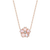 Wholesale Women's Mori Style Cherry Blossom Geometric Flower Inlaid Zircon S925 Sterling Silver Rotating Necklace