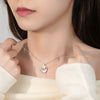 Wholesale Women's Mori Style Cherry Blossom Geometric Flower Inlaid Zircon S925 Sterling Silver Rotating Necklace