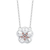 Wholesale Women's Mori Style Cherry Blossom Geometric Flower Inlaid Zircon S925 Sterling Silver Rotating Necklace