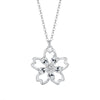 Wholesale Women's Mori Style Cherry Blossom Geometric Flower Inlaid Zircon S925 Sterling Silver Rotating Necklace