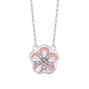 Wholesale Women's Mori Style Cherry Blossom Geometric Flower Inlaid Zircon S925 Sterling Silver Rotating Necklace