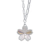 Wholesale Women's Mori Style Cherry Blossom Geometric Flower Inlaid Zircon S925 Sterling Silver Rotating Necklace
