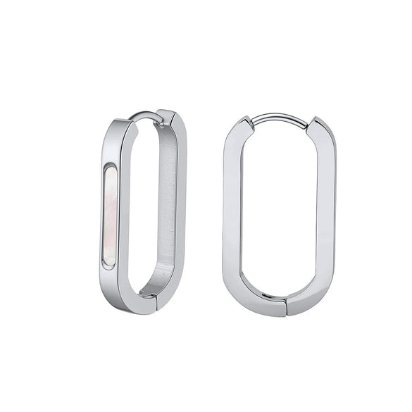 Wholesale Women's Motherofpearl Geometric Stainless Steel Earrings With Vacuum Real Gold Plating