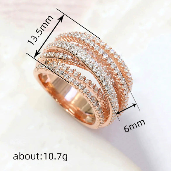 Wholesale Women's Multi Layer Cross Ring Copper Material Geometric Style Micro Inlaid Zirconia