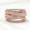 Wholesale Women's Multi Layer Cross Ring Copper Material Geometric Style Micro Inlaid Zirconia