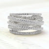Wholesale Women's Multi Layer Cross Ring Copper Material Geometric Style Micro Inlaid Zirconia