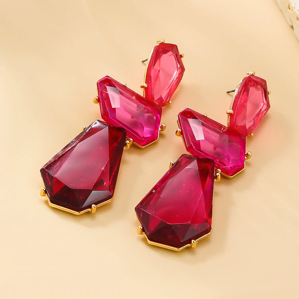Wholesale Women's Multi Layer Geometric Acetate Plate Earrings With Electroplating Treatment