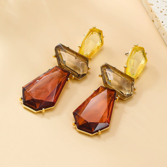 Wholesale Women's Multi Layer Geometric Acetate Plate Earrings With Electroplating Treatment