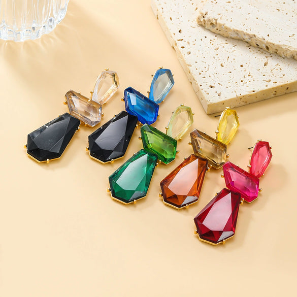 Wholesale Women's Multi Layer Geometric Acetate Plate Earrings With Electroplating Treatment