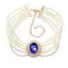 Wholesale Women's Multi Layer Imitation Pearl Necklace With Alloy Oval Pendant And Snake Bone Chain Geometric Diamond Design