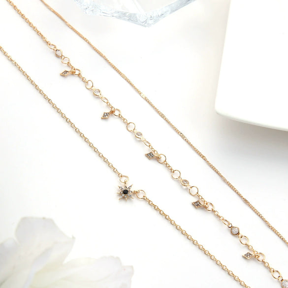 Wholesale Women's Multi Layer Star Pendant Necklace Alloy Material Snake Bone Chain Handmade Electroplated