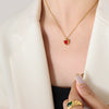 Wholesale Women's Multicolor Zircon Inlaid Goldplated Edge Titanium Steel Jewelry Set With Love Water Drops And Bell Patterns