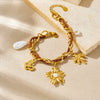 Wholesale Women's Multielement Retro Goldplated Stainless Steel Bracelet With Flower And Butterfly Pendant In Maillard Style
