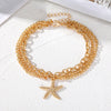 Wholesale Women's Multilayer Alloy Anklet With Hollow Chain Tassel Starfish Pendant And Geometric Design
