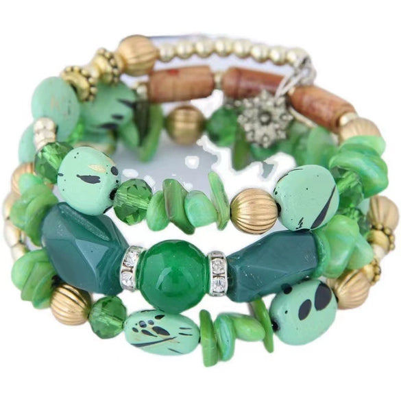 Wholesale Women's Multilayer Bracelet Alloy Shell Turquoise Crystal Mix Geometric Electroplated