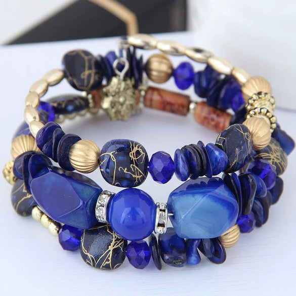 Wholesale Women's Multilayer Bracelet Alloy Shell Turquoise Crystal Mix Geometric Electroplated