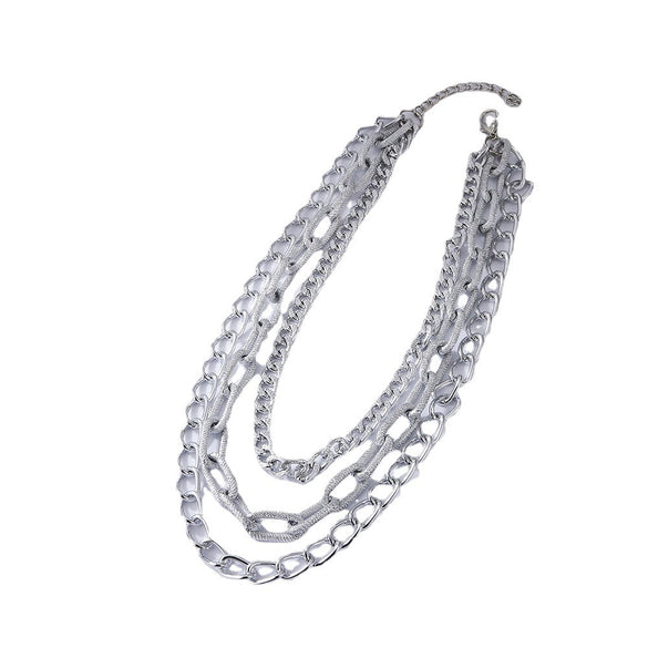 Wholesale Women's Multilayer Geometric Hollow Metal Necklace With Electroplating And Stitching