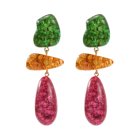Wholesale Women's Multilayer Geometric Resin And Plastic Earrings With Stamping Process