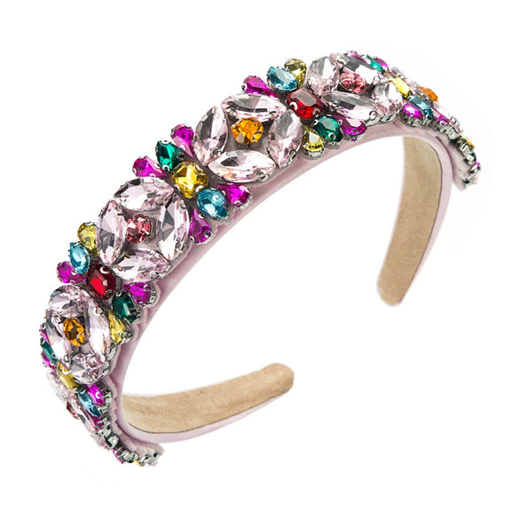 Wholesale Women's Multilayer Glass And Colored Glaze Headband With Diamond Accessories Retro Baroque Style
