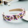 Wholesale Women's Multilayer Glass And Colored Glaze Headband With Diamond Accessories Retro Baroque Style